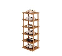 Multi-Tier Bamboo Shoe Rack - Space-Saving Narrowfor Entryway Apartment & Dorm 6-Tier Freestanding Storage Shelf Stylish Home Shoe Cabinet (25cm)