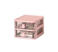 Multi Tier Desk Storage Box Plastic Storage Drawers Transparent Drawers Organizer with Bunny Handle for Storing Books and Pens (2 Tier(13.4x17x11cm))