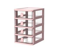 Multi Tier Desk Storage Box Plastic Storage Drawers Transparent Drawers Organizer with Bunny Handle for Storing Books and Pens (Four Layers)