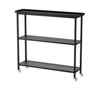 Multi-tier flower pot display stand, 3-tier plant stand with wheels, flower stand with metal frame, plant storage shelf, for garden and houseplant lovers (Black, 80 cm)