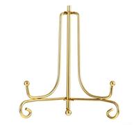 Multi Tier Iron Rack for Displaying Tea Cakes and Desserts with Hanging Plate for Photo Frame Support in Kitchen or Party Settings (2 Gold)