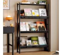 Multi-Tier Metal Behind the Door Bookshelf, Tall Narrow Floor Standing Bookcase, Display Storage Organizer for Books, Bedroom, Living Room