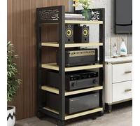 Multi-Tier Rolling Audio Stand, Adjustable Corner Shelf, Floor-Standing Cabinet, CD Player Rack, HiFi Tower Organizer, Storage Solution for Home & Office