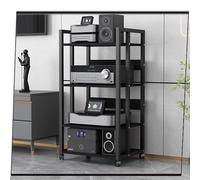 Multi-Tier Rolling Record Player Stand - 2-5 Tier Media Center Audio/Video Cabinet Amplifier Rack & CD Shelf for HiFi Stereo Components - Black Entertainment Furniture