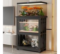 Multi-Tier Steel Aquarium Stand for 12'' to 20'' Fish Tanks and Reptile Tanks, Adjustable Shelf for Home and Office Storage