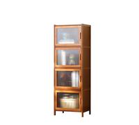 Multi-tiered narrow bookshelves, bamboo storage shelves with doors, tall display shelves and freestanding bookcases, suitable for offices and living rooms.