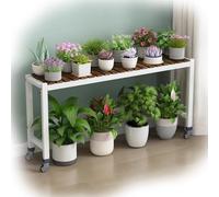 Multi-Tiered Wooden Plant Stand on Wheels - Indoor Flower Pot Display Rack for Home Organizer for Multiple Plants - 80x26x20cm Versatile Plant Holder