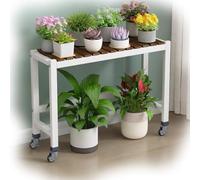 Multi-Tiered Wooden Plant Stand with Wheels - Indoor Flower Pot Display Rack 3-Tier Plant Holder Organizer for Home Perfect for Multiple Indoor Plants (80x26x20cm)