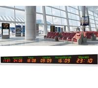 Multi Time Zone Digital Wall Clock, Red LED Display for Office Home School, Shows 4 Zones