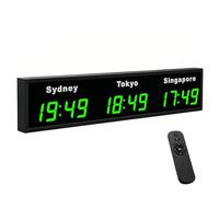 Multi-Time Zone Digital World Clock with Large LED Display, Customizable Design, Wall-Mounted, Perfect for Hotels, Offices, and Homes