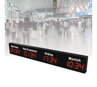 Multi Time Zone LED Digital Wall Clock with World Map Display for Office, Home, and School Use