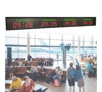 Multi Time Zone Wall Clock - LED Digital Display for Multiple Cities, Ideal for Hotels, Airports, and Entertainment Venues