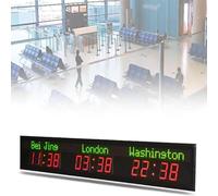 Multi Time Zone Wall Clock - LED Digital Display for Multiple Cities, Ideal for Hotels, Airports, and Entertainment Venues