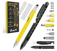 Multi Tool Pen 9-in-1 with Refills - GiftGem Multitool Pen Gifts for Dad, LED Torch Ruler Spirit Level Screwdriver Stylus, Camping Knives & Tools, Mens Valentines Day Gifts Birthday Presents for Men