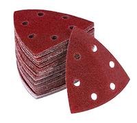 Multi Tool Triangle Sanding Pads,60 pieces 90mm Detail Mouse Sander Pads Durable Dust-Free 6 Holes Electric Sander Sandpaper Hook and Loop 40/60/80/120/180/240 for Bosch Sanding Pads