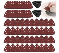 Multi Tool Triangle Sanding Pads, 60PCS Multi Function Triangular Sanding Pad Kit, 6 Holes Triangle Sandpaper with 2 Multitool Schleifplatte, 60/120/180/240/320/400 Grits for Sanding, Polishing
