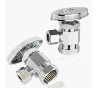 Multi-Turn Angle Stop Valve, 1/2" FIP x 3/8" Compression, Lead-Free Brass Chrome Plated 5-Pack(VALVE365-2Pack)