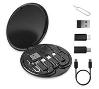 Multi USB Adapter Cable Kit, USB C to iOS Device Adapter Box, Conversion Set USB A & Type C to Male Micro/Type C/iOS Device for Data Transfer, Card Storage, Tray Eject Pin, Phone Holder-Black