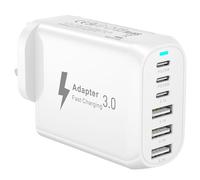 Multi USB C Plug UK, 60W 6-Port USB C and USB Plug Fast Charge, iPhone 12 13 14 15 16 17 Charger Adaptor UK, usb Multi Charger for iPhone 17/16/15/14/13/12/11 Pro Max,for Samsung Galaxy S26 25 24