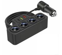 Multi USB Car Charger 4 Outlet 120W Power Hub with Long Cable - 3.1A Fast Charging Adapter for Phone Tablet Dash Cam - 12V 24V Vehicle Use