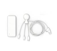 Multi USB Charger Cable and External Battery 7000mAH - 4 in 1 Multi USB Cable: USB C, USB, Lighting and Micro USB and External Battery Quick Charge - Mr Bio Pack Hepta White Xoopar