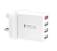 Multi USB Plug Charger UK, 4-Port USB Wall Charger Plug, Charging Power Adapter Compatible with Smartphone/Tablet and more
