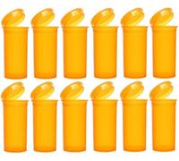 Multi-Use Airtight Empty Pill Bottles with Hinged Lids, 13 Dram Plastic Bottle Organizer for Supplements, Vitamins & Medicines, 12 Pack (Amber Transparent)