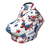 Multi-Use Baby Nursing Cover Gnome God Bless The USA Patriotic Memorial Day Nursing Car Seat Cover for Babies, Soft Breathable Newborn Breastfeeding Essentials for Mom