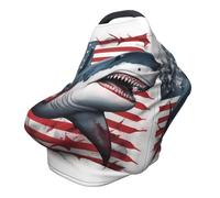 Multi-Use Baby Nursing Cover Ocean Animal Ferocious Shark American Flag Nursing Car Seat Cover for Babies, Soft Breathable Newborn Breastfeeding Essentials for Mom