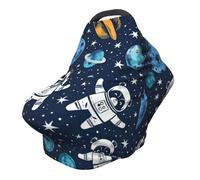 Multi-Use Baby Nursing Cover Outer Space Rocket Planets Astronaut Cartoon Print Nursing Car Seat Cover for Babies, Soft Breathable Newborn Breastfeeding Essentials for Mom