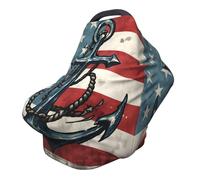 Multi-Use Baby Nursing Cover Retro American Flag Nautical Anchor Art Print Nursing Car Seat Cover for Babies, Soft Breathable Newborn Breastfeeding Essentials for Mom