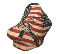 Multi-Use Baby Nursing Cover Retro American Flag Soldier Gun Nursing Car Seat Cover for Babies, Soft Breathable Newborn Breastfeeding Essentials for Mom