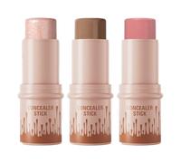 Multi-Use Cream Bronzing & Highlighting Travel Kit - Mimics Sunlit Glow for Cheeks & Eyes, Lightweight, On-the-Go Touch-Up Essentials (A)