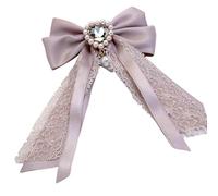 Multi-Use Crystal Bow Brooch With Lace Embellishment Flexible Design For Sacks & Uniform Decor Elegant Institute Bend Tie Jewelry
