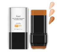 Multi-Use Foundation Stick SPF 50 PA++++ - Full Coverage Hydrating Makeup with Brush, Matte Finish Sun Stick for Face & Body, Travel Size Skincare (Deep)