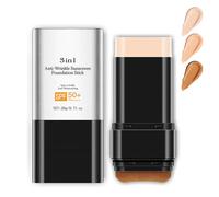 Multi-Use Foundation Stick SPF 50 PA++++ - Full Coverage Hydrating Makeup with Brush, Matte Finish Sun Stick for Face & Body, Travel Size Skincare (Light)