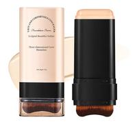 Multi-Use Full Coverage Foundation Stick Makeup, Concealer and Contour Stick with Built-In Brush, Long-Lasting Hydrating, Smooth Creamy Finish, Face Foundation for Mature Skin (Warm Beige 03#)