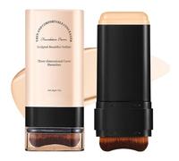 Multi-Use Full Coverage Foundation Stick Makeup, Concealer and Contour Stick with Built-In Brush, Long-Lasting Hydrating & Light, Smooth Creamy Finish, Face Foundation for Mature Skin (Wheat 04#)