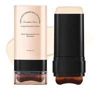 Multi-Use Full Coverage Foundation Stick Makeup, Concealer and Contour Stick with Built-In Brush, Long-Lasting Hydrating & Light, Smooth Creamy Finish, Face Foundation for Mature Skin (Nature 02#)