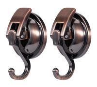 Multi-use Hooks for Hanging loofah, Towel, Coat, Bath Robe, Wreath, Suitable for Shower, Bathroom, Kitchen, Glass Door, Mirror, Tile, Red Bronze, 2Pack