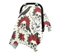 Multi Use Infant Car Seat Cover with Adjustable Magic Strap for | Minky Dot Reverse Side Minky Baby Blanket Stroller Carrier Travel Emo Grunge