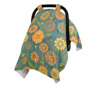 Multi Use Infant Car Seat Cover with Adjustable Magic Strap for | Minky Dot Reverse Side Newborns Travel Cover Outdoor Walking Trip Colorful Vintage Flower