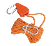 Multi Use Lanyard with Integrated Pulley and Carabiner for Setting Up Outdoor Shelters Securing Gear and Adjusting Rope Tension (Orange 5 m)