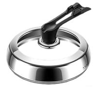 Multi Use Lid with Stainless Steel Base and Glass Center Designed to Fit Select Pots Pans and Cooking Vessels (28CM)