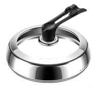 Multi Use Lid with Stainless Steel Base and Glass Center Designed to Fit Select Pots Pans and Cooking Vessels (32CM)