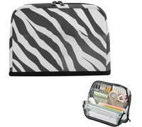 Multi Use Magnetic Stand Pencil Case, Large Nylon Pouch for Kids Adults | Multi Pocket Multi Use Classic Zebra Stripe Animal Skin