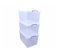 Multi-Use Nestable Plastic Storage Box 83 Litre Clear (Pack of 3)