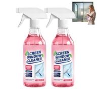 Multi-Use No-Removal Screen Window Cleaner Spray, Multi-Purpose Window Screen Mesh Cleaner, Grease Glass Mirrors Cleaner, No-Residue, Suitable on Tints for Home, Office Use (2PC)
