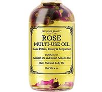 Multi-Use Oil for Face, Body and Hair - Organic Blend of Apricot, Vitamin E and Sweet Almond Oil Moisturizer for Dry Skin, Scalp and Nails - Rose Petals, and Bergamot Essential Oil - 4 Fl Oz