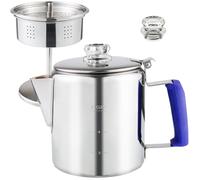 Multi Use Percolator Coffee Pot Stainless Steel Stove Top Coffee Maker with Two Tough Borosilicate Glass Knob Silica Handle Camping Coffee Pot Using on Campfire Stove & Induction Cooker Silver 6 Cup